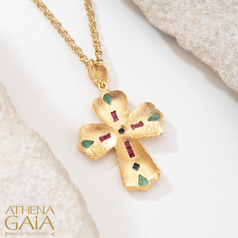 Regal Eudocia Cross - 18k Gold - Flared Byzantine Cross