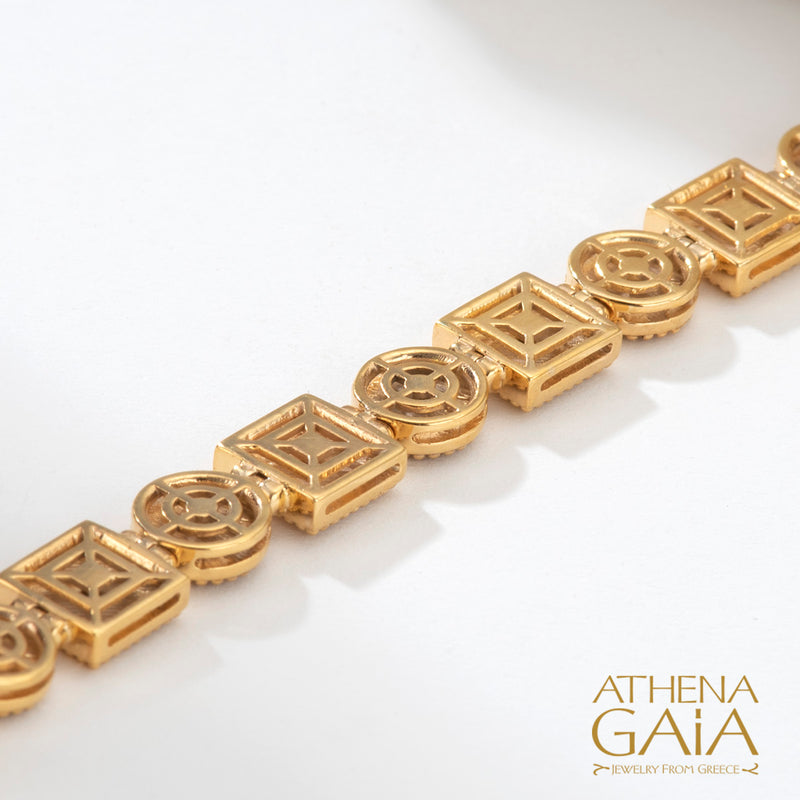 Geometric Row Link Bracelet- 18k Gold Bracelet