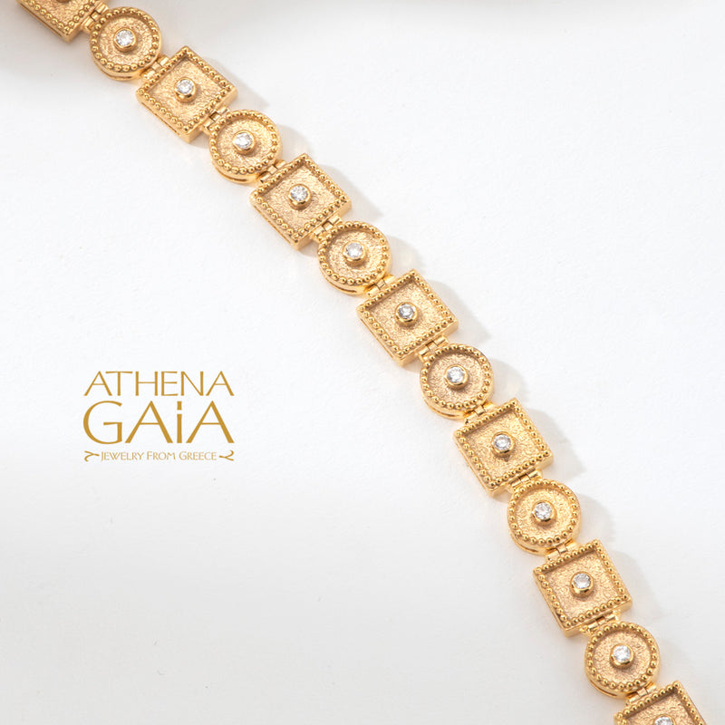 Geometric Row Link Bracelet- 18k Gold Bracelet