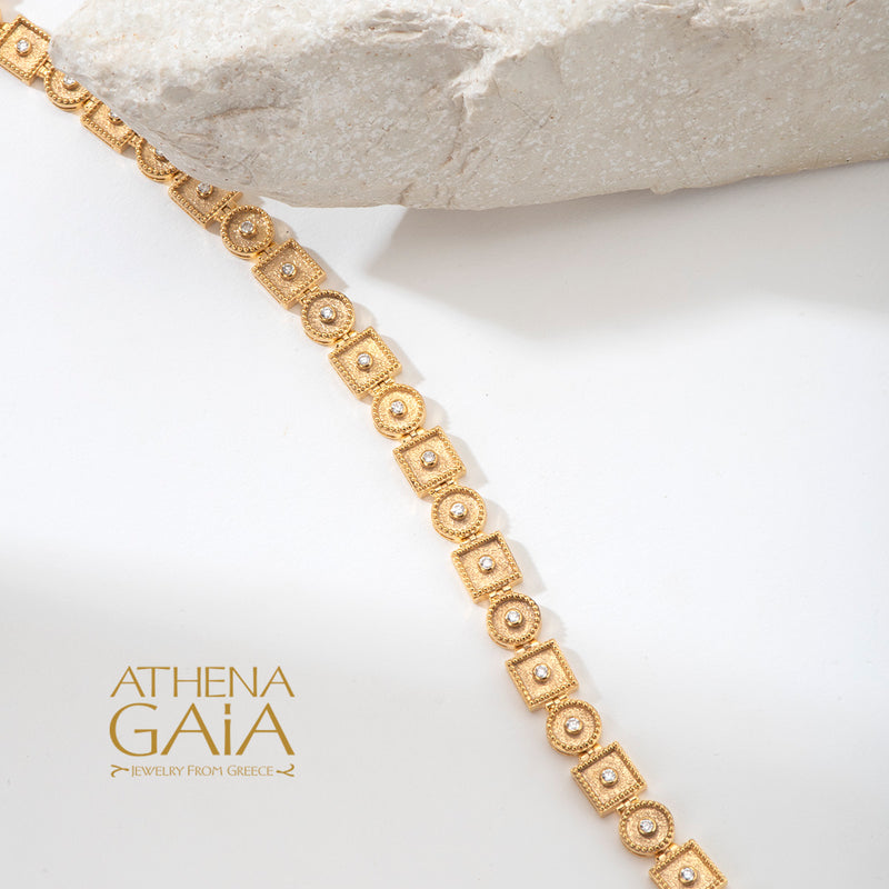 Geometric Row Link Bracelet- 18k Gold Bracelet