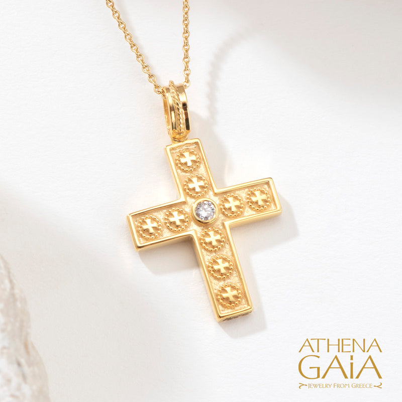 Crosses in Circles Cross - 18k Gold - Geometric Latin Cross
