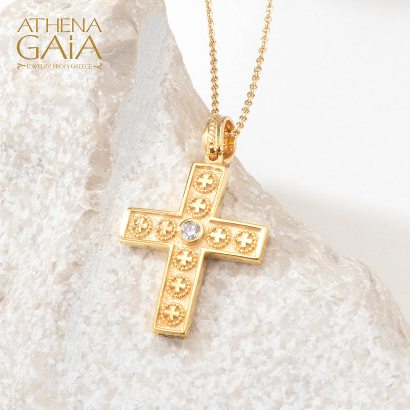Crosses in Circles Cross - 18k Gold - Geometric Latin Cross