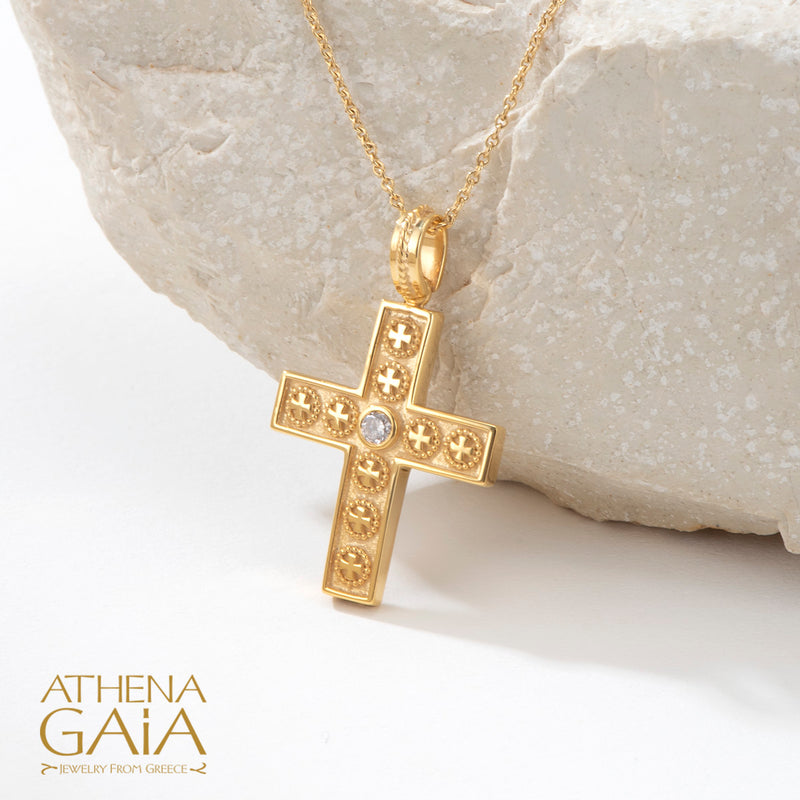 Crosses in Circles Cross - 18k Gold - Geometric Latin Cross