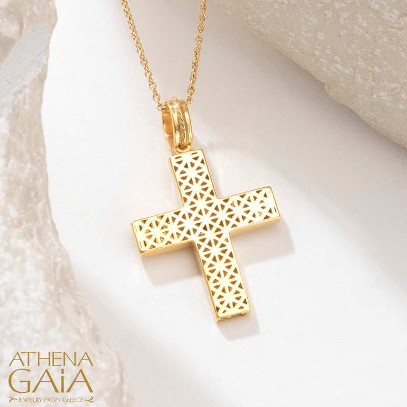 Crosses in Circles Cross - 18k Gold - Geometric Latin Cross