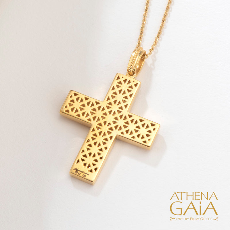 Spiral Cross - 18k Gold - Latin Cross - Orthodox Cross