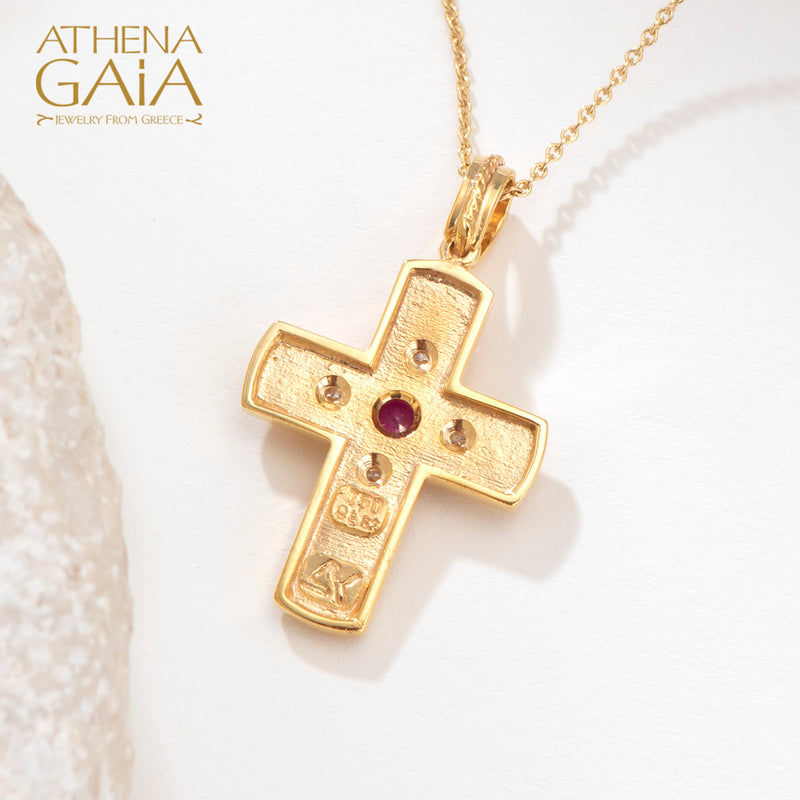 Imperial Diamond Burst Cross - 18k Gold - Byzantine Latin Cross