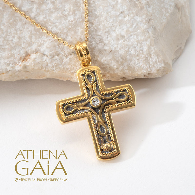 Niktas Curves Cross - 18k Gold - Latin Cross