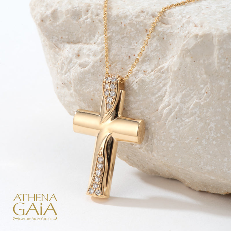 Diva Diamond River Cross - 18k Gold - Latin Cross