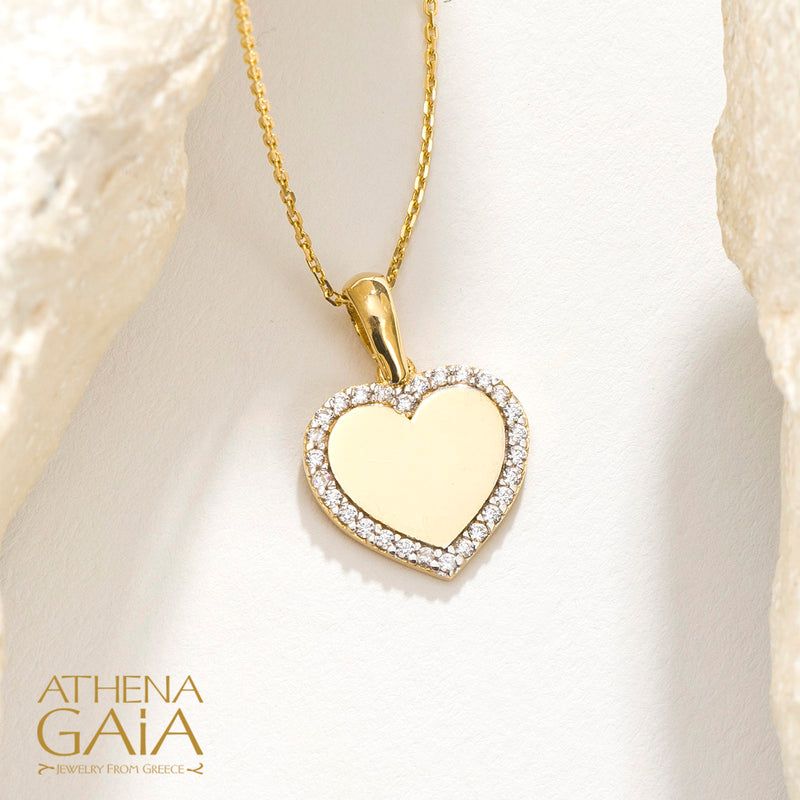 Byzantine Halo Heart Pendant - 14k Gold Pendant