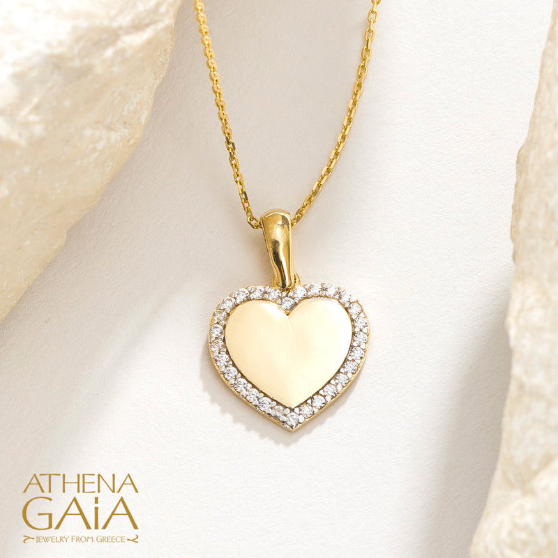 Byzantine Halo Heart Pendant - 14k Gold Pendant