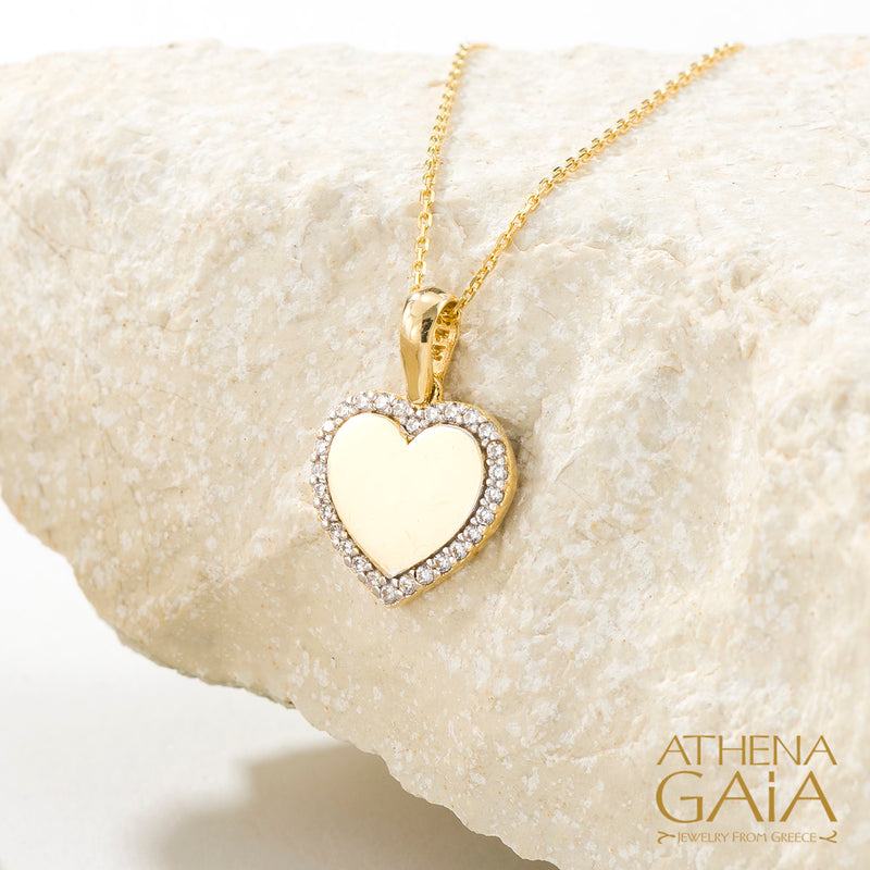 Byzantine Halo Heart Pendant - 14k Gold Pendant