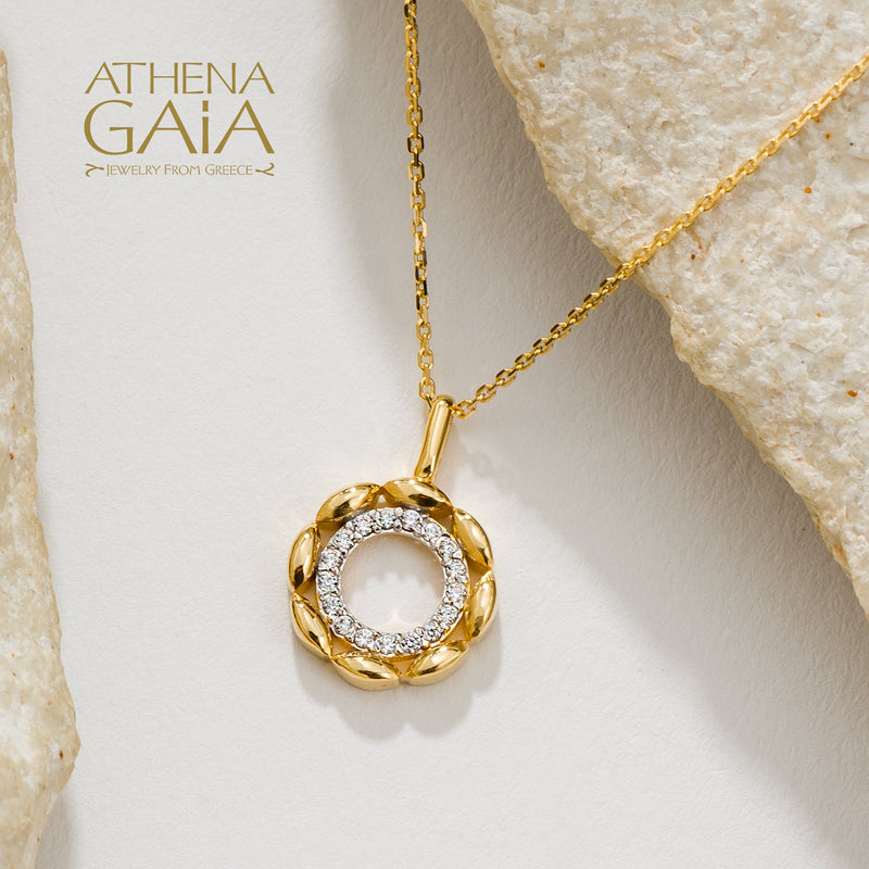 Stone Lentil Necklace - 14k Gold Necklace