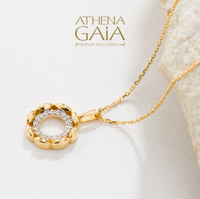 Stone Lentil Necklace - 14k Gold Necklace