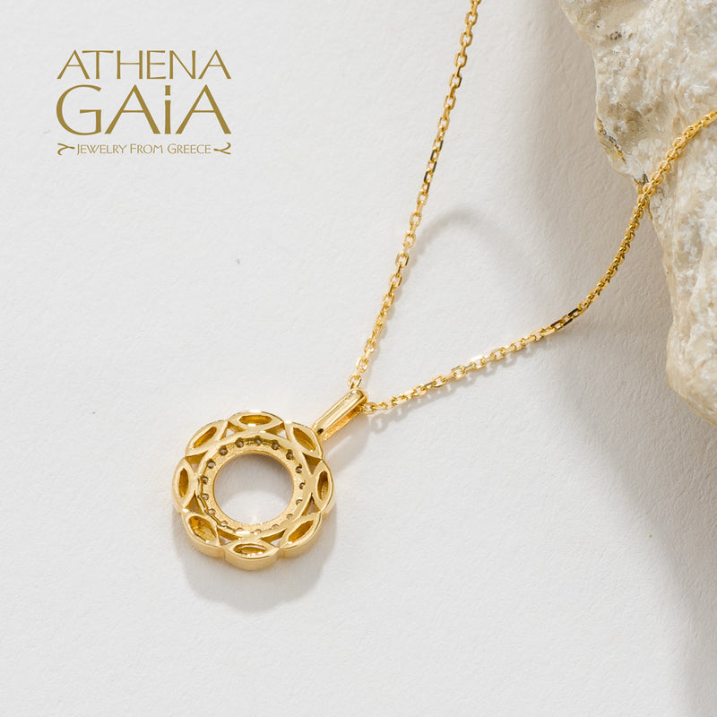 Stone Lentil Necklace - 14k Gold Necklace