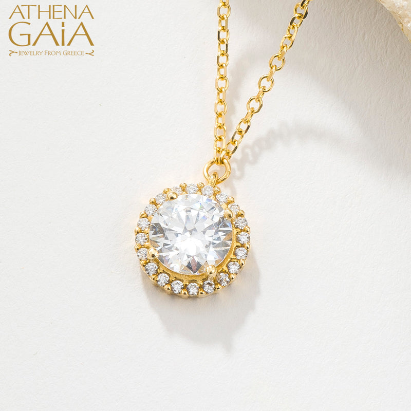 Circular Halo Necklace - 14k Gold Necklace