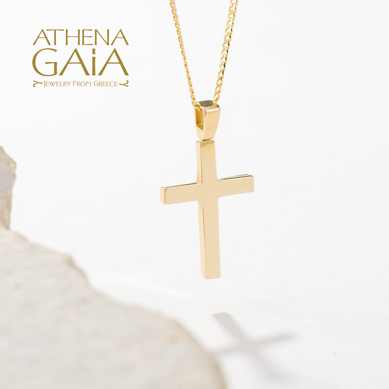 Simple Western Cross - 14k Gold - Baptismal Cross