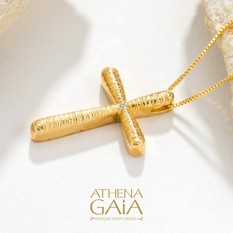 Etched Melting Cross - 14k Gold - Orthodox Cross