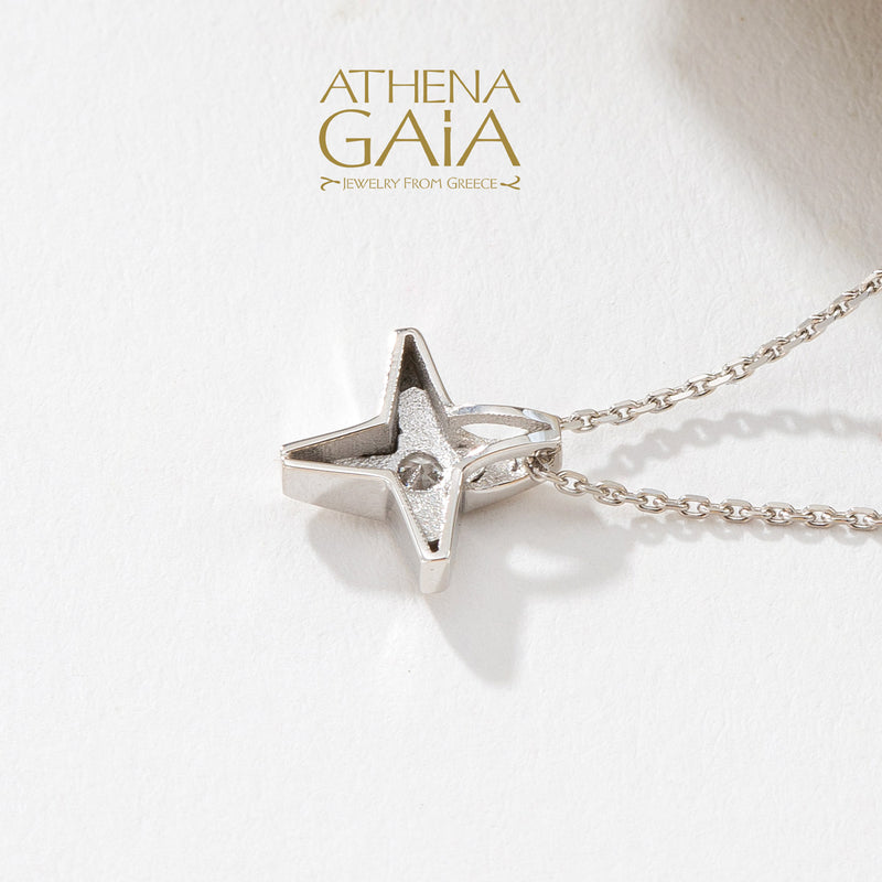 Star Cross Necklace - 14k Gold - Greek Cross