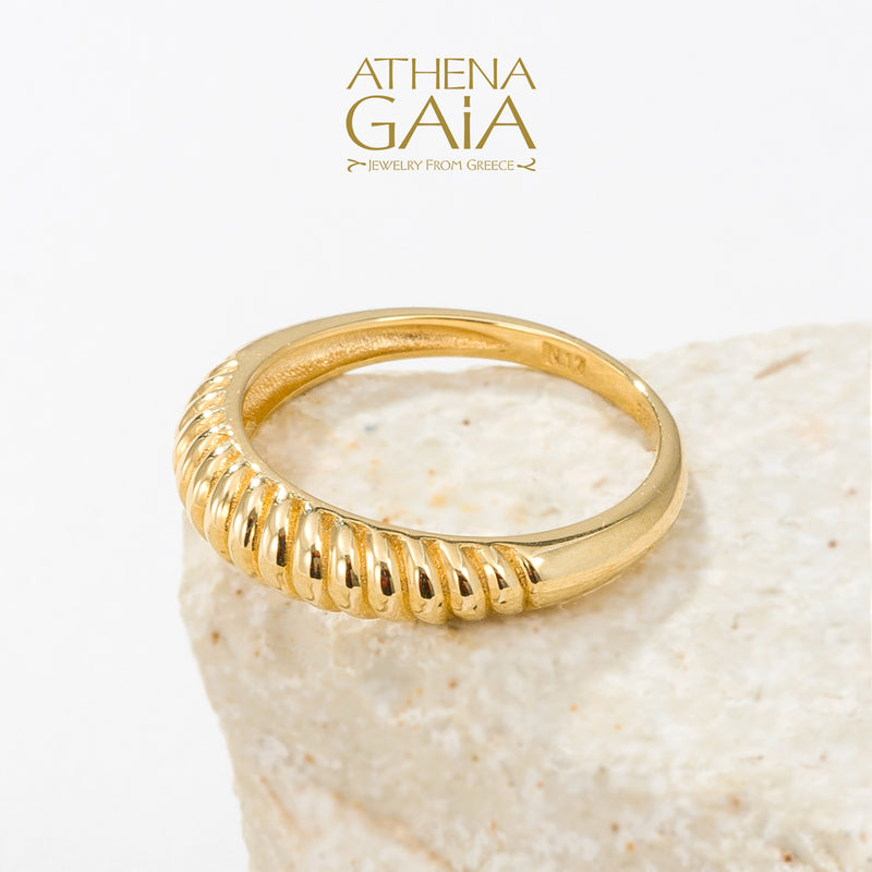 Shore Current Ring - 14k Gold Ring - Cigar Band Ring