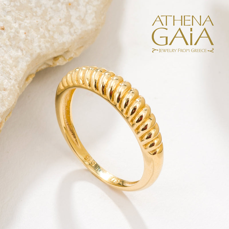 Shore Current Ring - 14k Gold Ring - Cigar Band Ring
