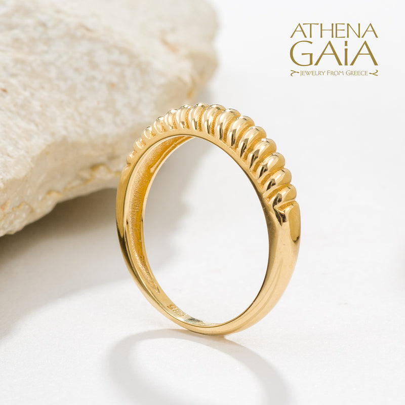 Shore Current Ring - 14k Gold Ring - Cigar Band Ring