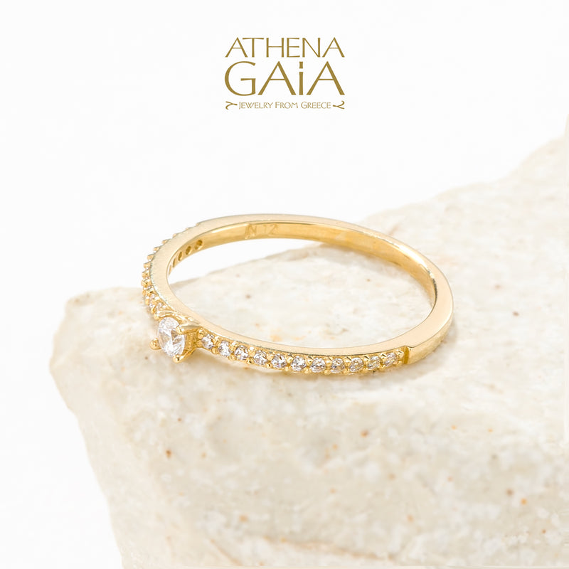 Run Ring - 14k Gold Ring - Stackable Ring