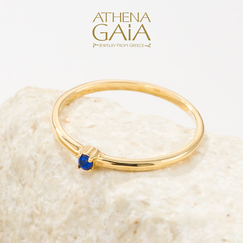 Single Point Stone Ring - 14k Gold Ring - Stackable Ring