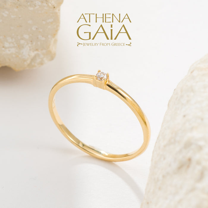 Al'Oro Single Point Stackable Stone Ring