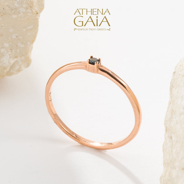 Al'Oro Single Point Stackable Stone Ring