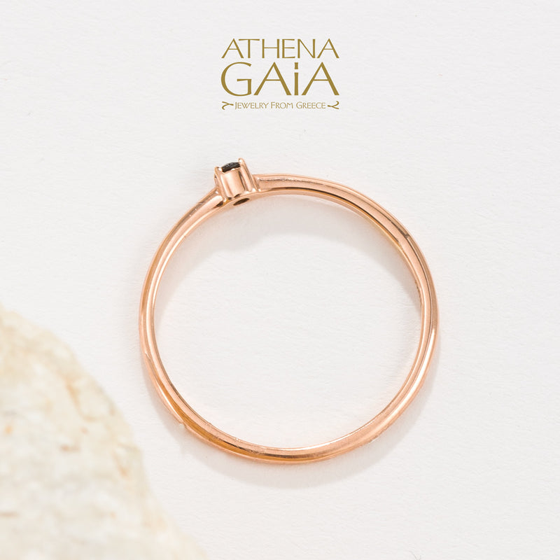 Single Point Stone Ring - 14k Gold Ring - Stackable Ring