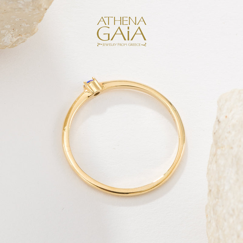 Single Point Stone Ring - 14k Gold Ring - Stackable Ring