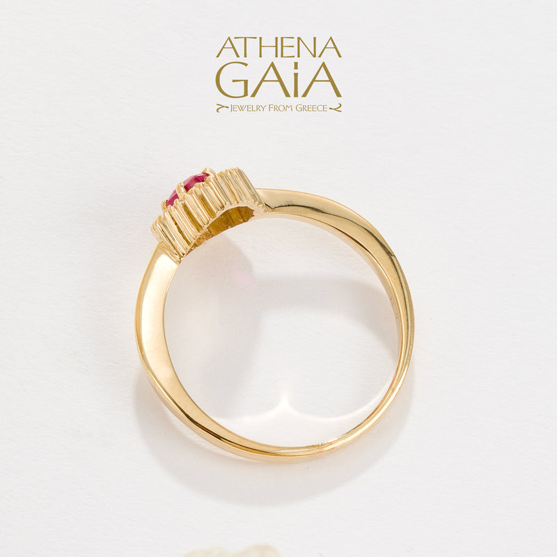 Large Halo Pear Ring - 14k Gold Ring - Cocktail Ring