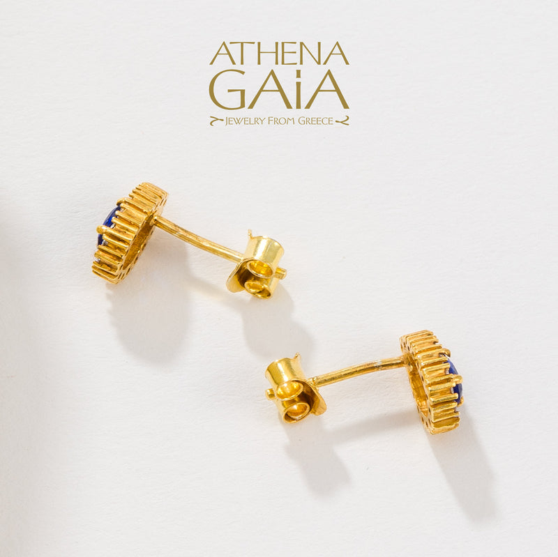 Large Halo Pear Stud Earrings - 14k Gold Earrings