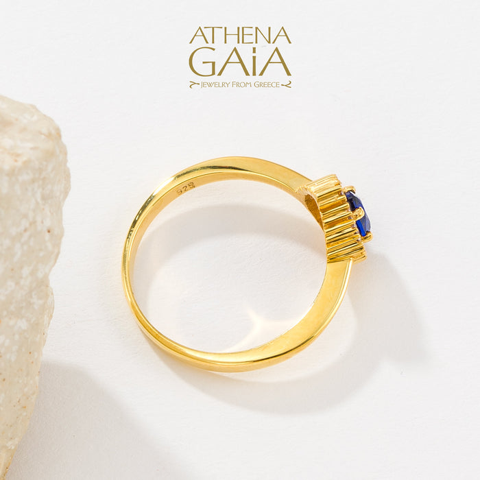 Al'Oro Large Halo Pear Ring