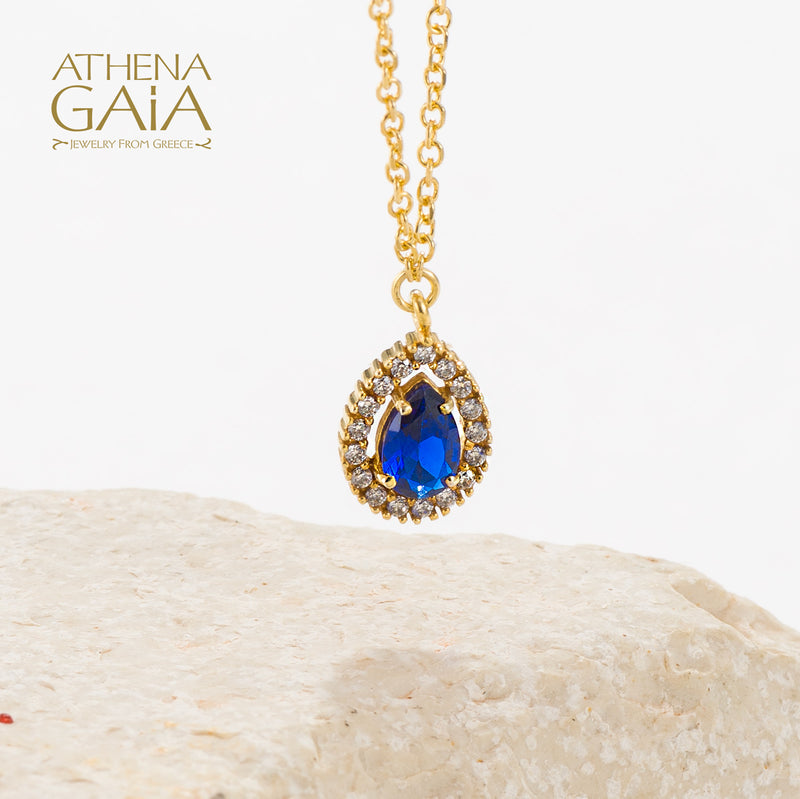 Halo Pear Necklace (Large) - 14k Gold Necklace