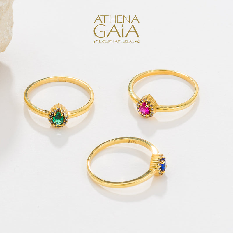 Small Halo Pear Ring - 14k Gold Ring - Cocktail Ring