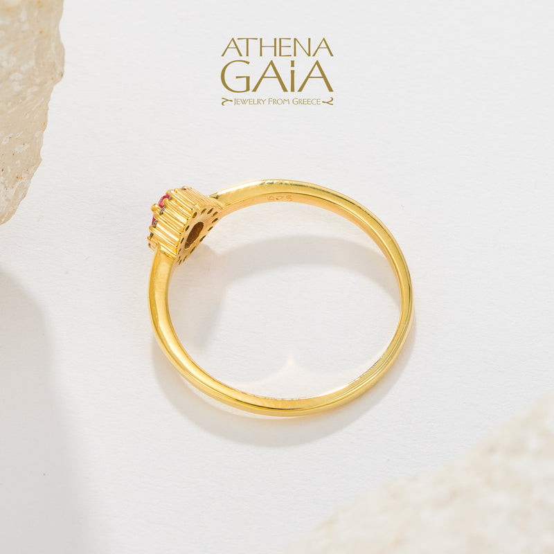 Small Halo Pear Ring - 14k Gold Ring - Cocktail Ring