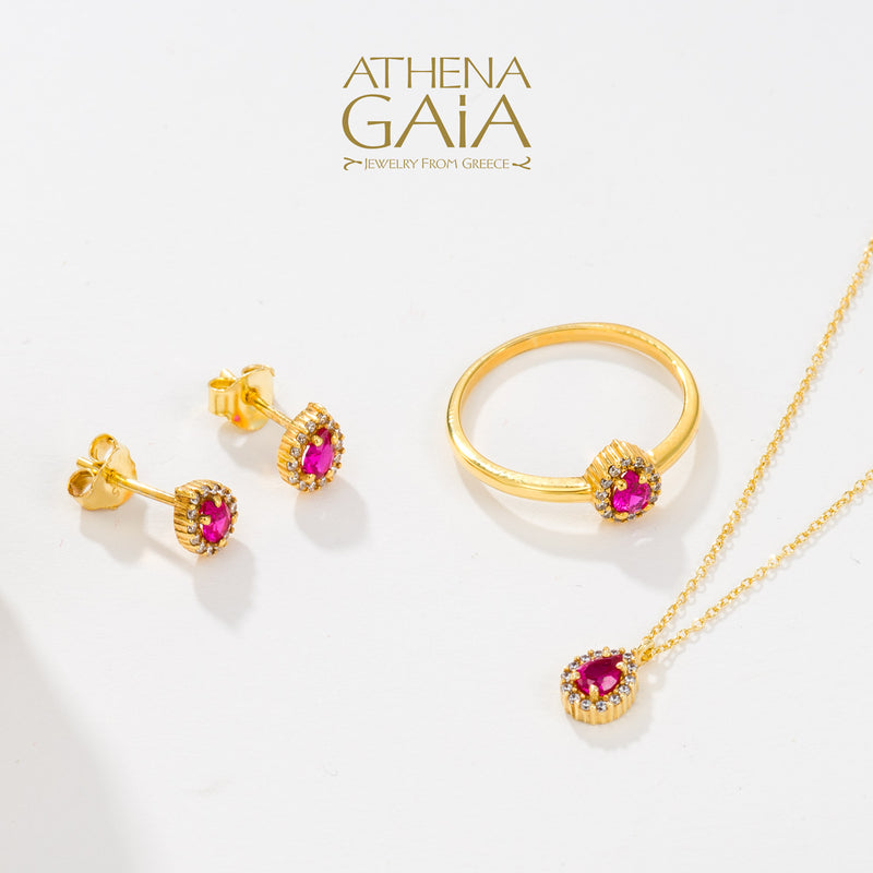 Halo Pear Necklace (Small) - 14k Gold Necklace