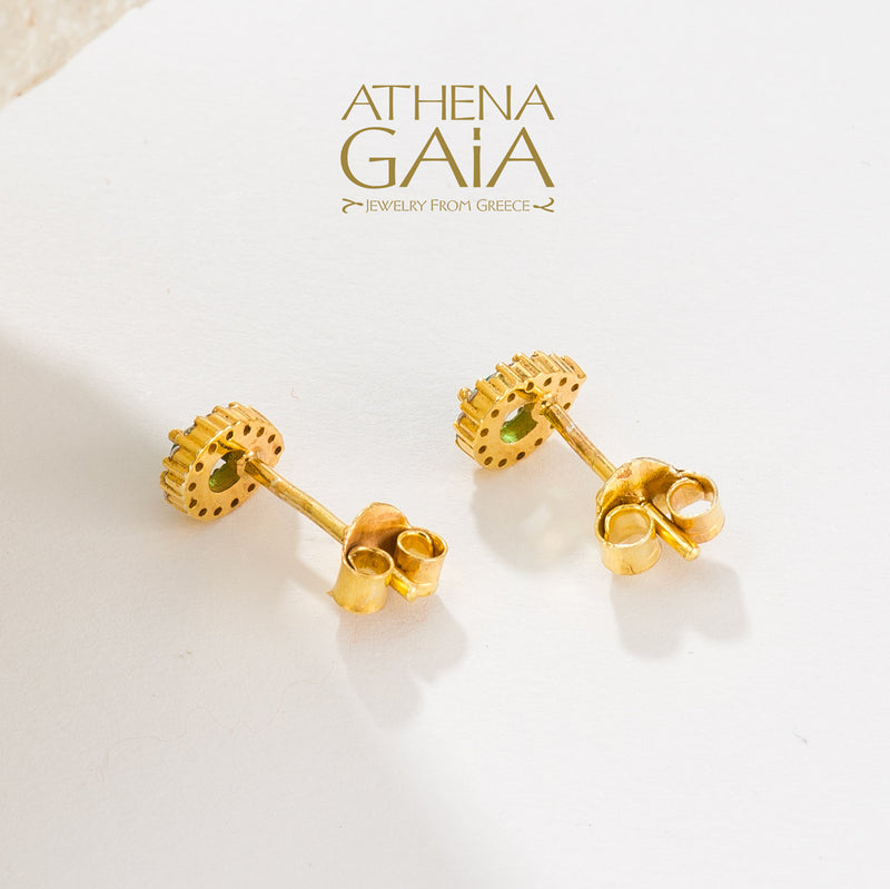 Small Halo Pear Stud Earrings - 14k Gold Earrings