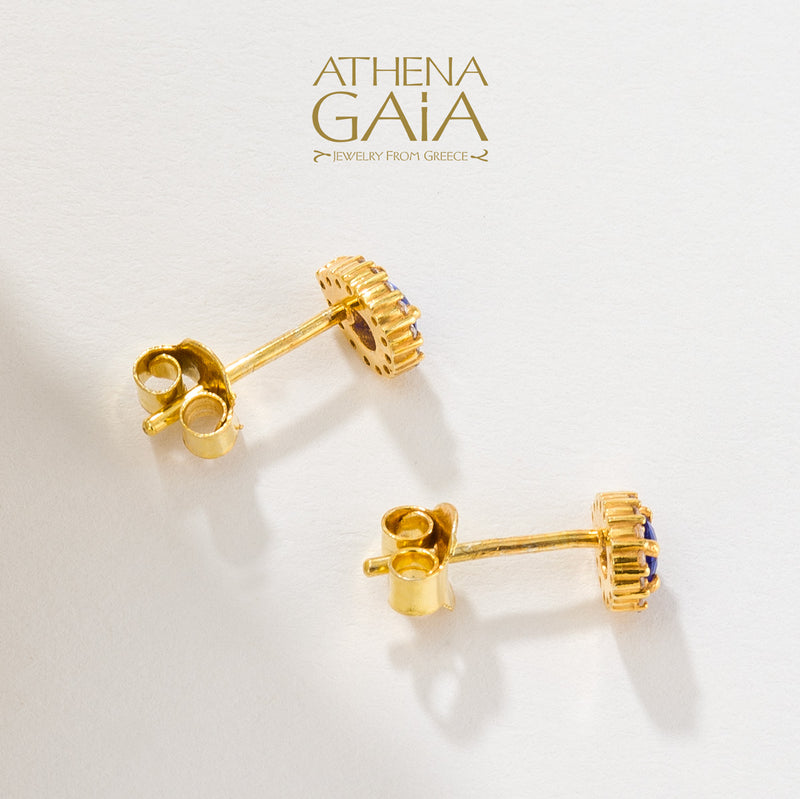 Small Halo Pear Stud Earrings - 14k Gold Earrings