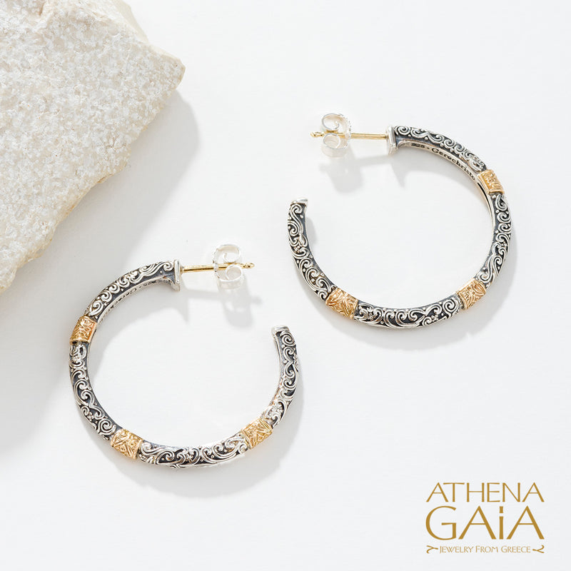 Meadow Breeze Accent Hoop Earrings - 18k Gold & Sterling Silver Earrings