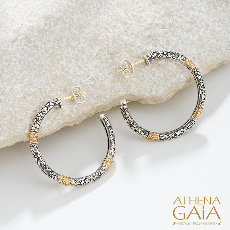 Meadow Breeze Accent Hoop Earrings - 18k Gold & Sterling Silver Earrings