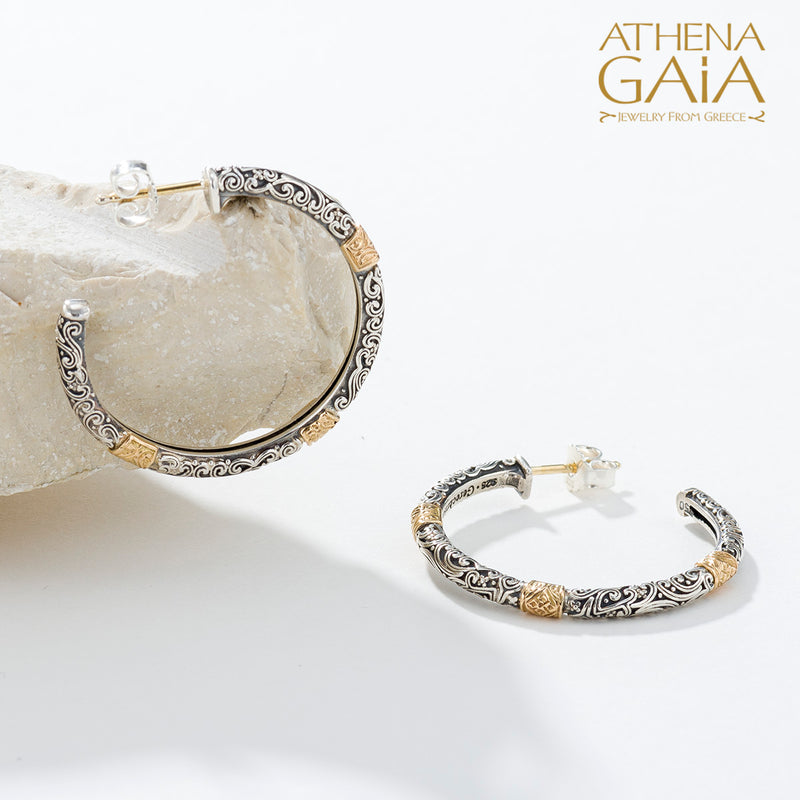 Meadow Breeze Accent Hoop Earrings - 18k Gold & Sterling Silver Earrings