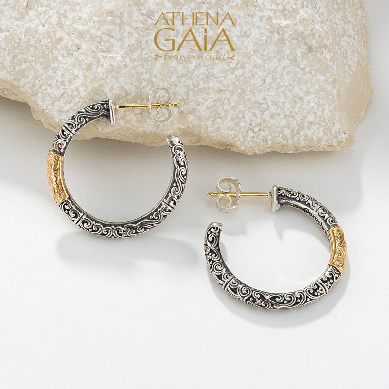 Meadow Breeze Single Accent Hoop Earrings - 18k Gold & Sterling Silver