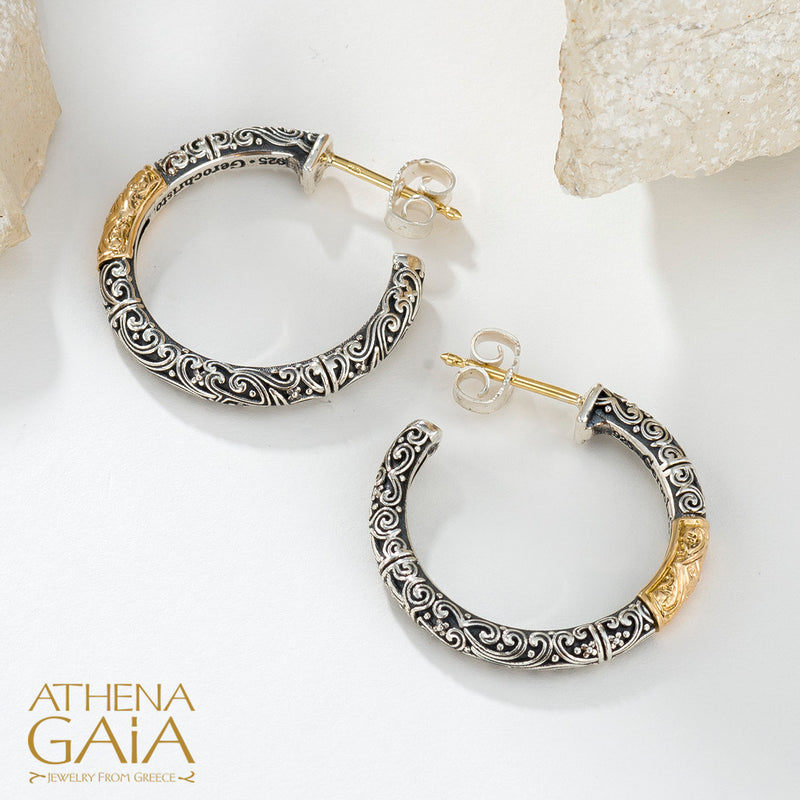 Meadow Breeze Single Accent Hoop Earrings - 18k Gold & Sterling Silver