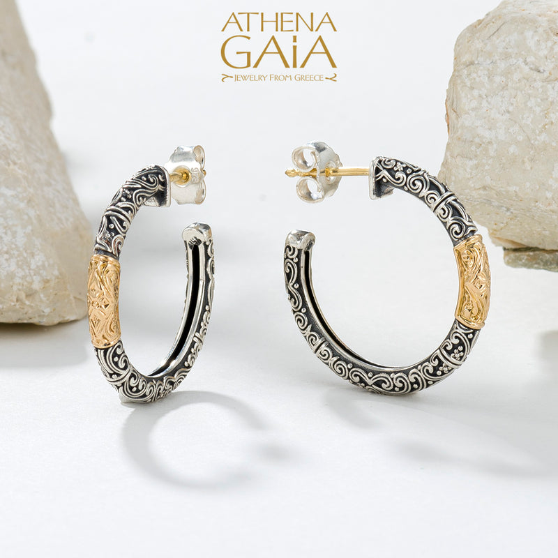 Meadow Breeze Single Accent Hoop Earrings - 18k Gold & Sterling Silver