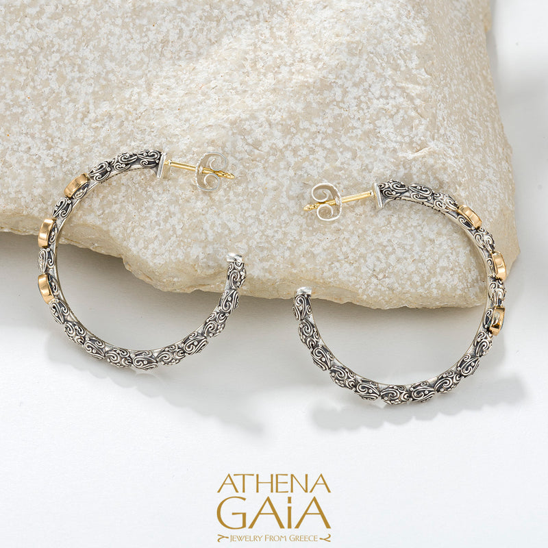 Meadow Breeze Triple Oval Stone Earrings - 18k Gold & Sterling Silver - Hoop Earrings