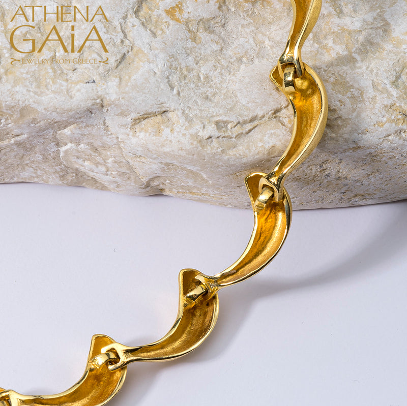 Ocean Waves Shortwave Necklace - 18k Gold Necklace