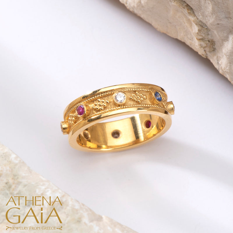 Greek-jewelry promise ring in 18k gold