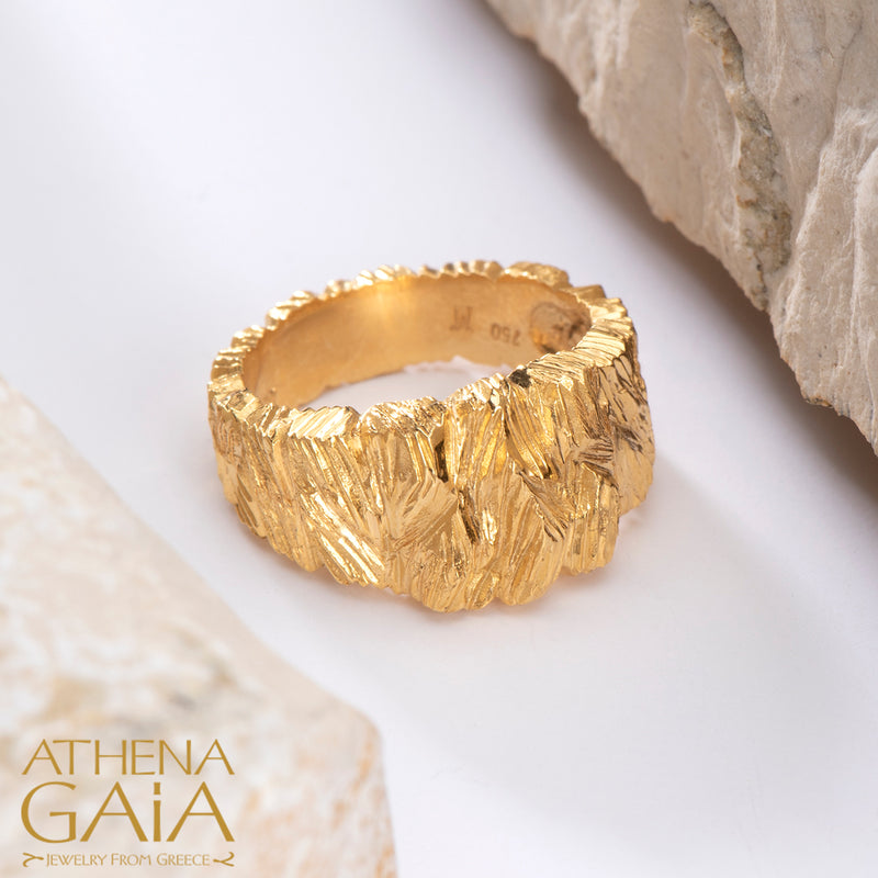 Veiled Earth Scripts "Rocks" Ring - 18k Gold Ring - Cocktail Ring